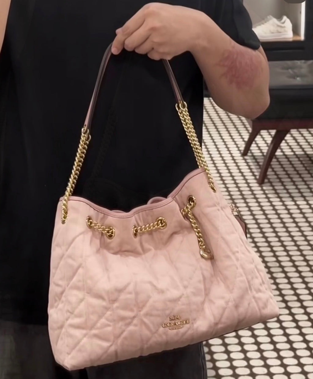 Evelyn Shoulder Bag denim With Quilting And Charm