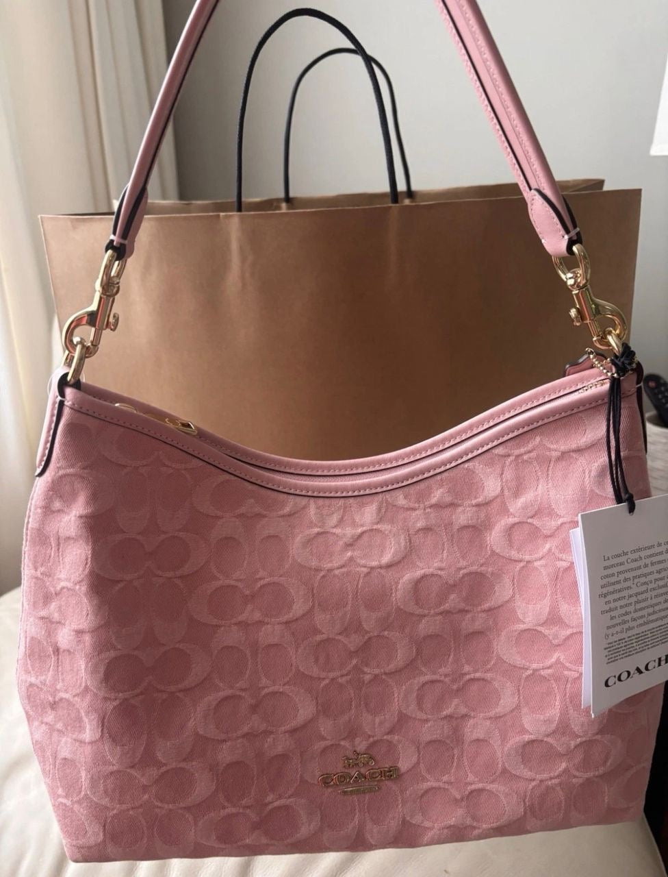 Coach New Pink Denim Laurel 31 Hobo Bag