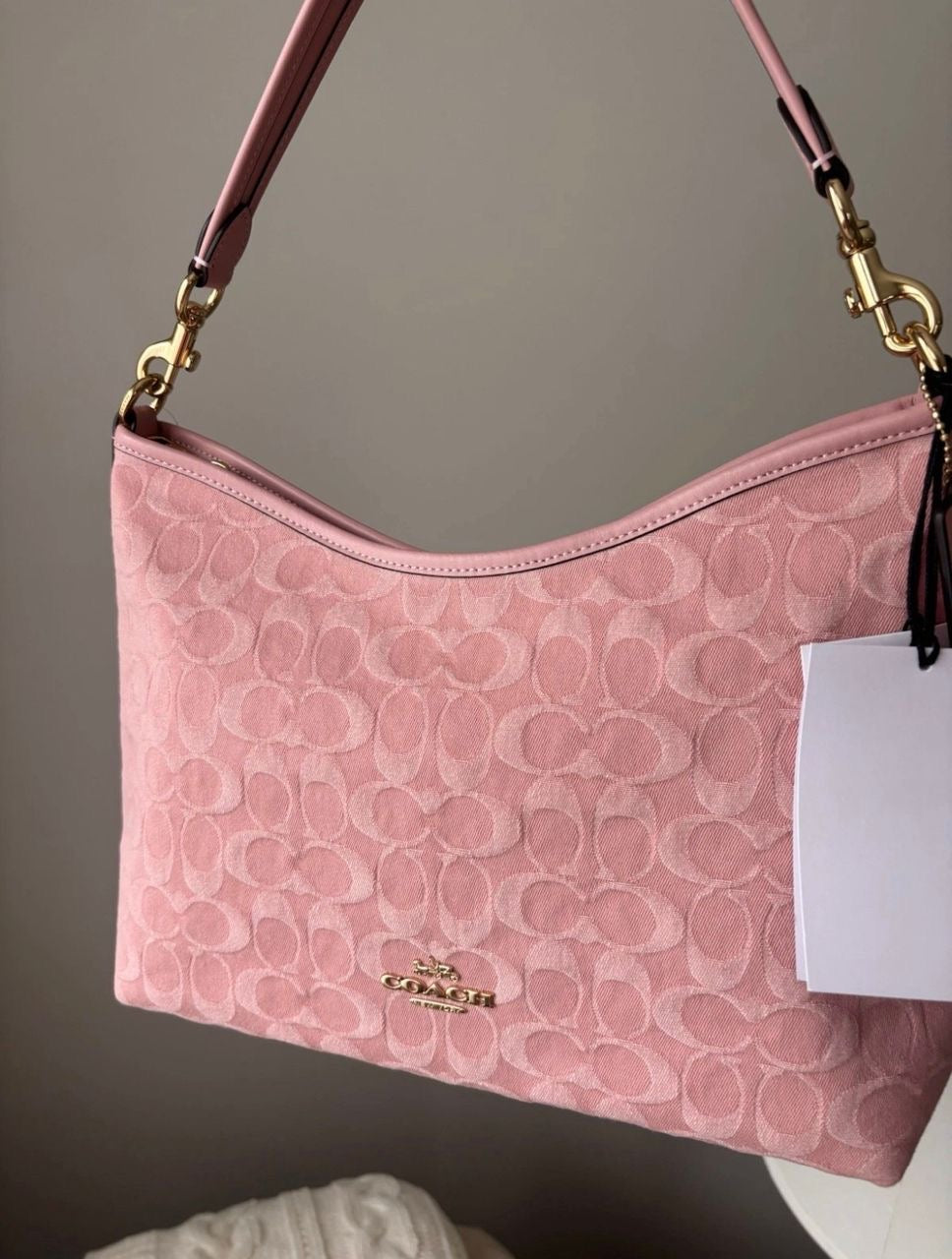 Coach New Pink Denim Laurel 31 Hobo Bag