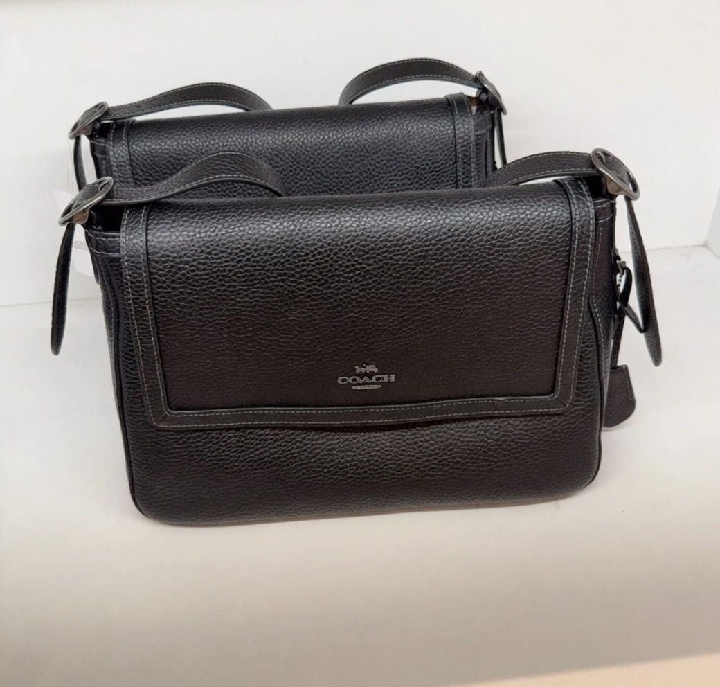 NWT Coach Etta flap bag Soft pebble leather CCE56 Black