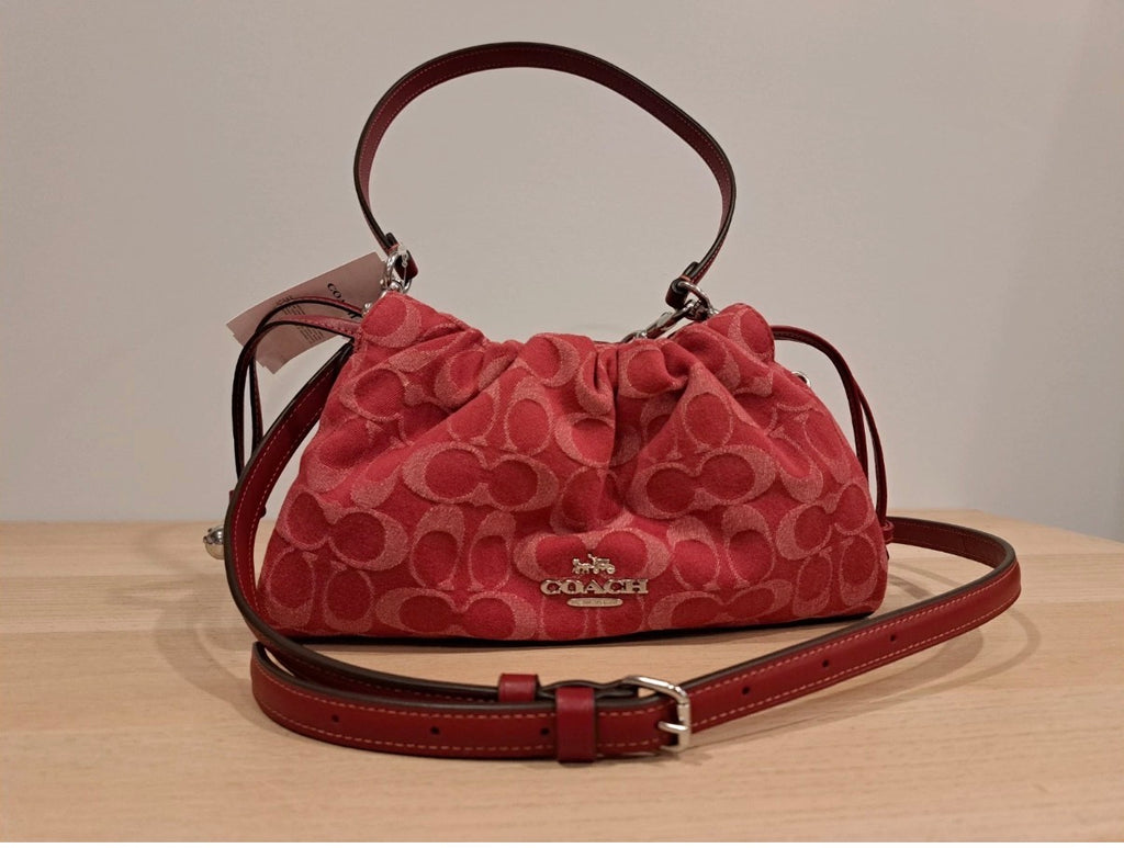 Coach Faye shoulder bag denim silver red