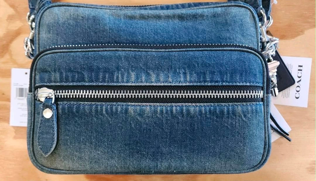 Dakota Crossbody Bag In Regenerative Cotton Denim With Charms