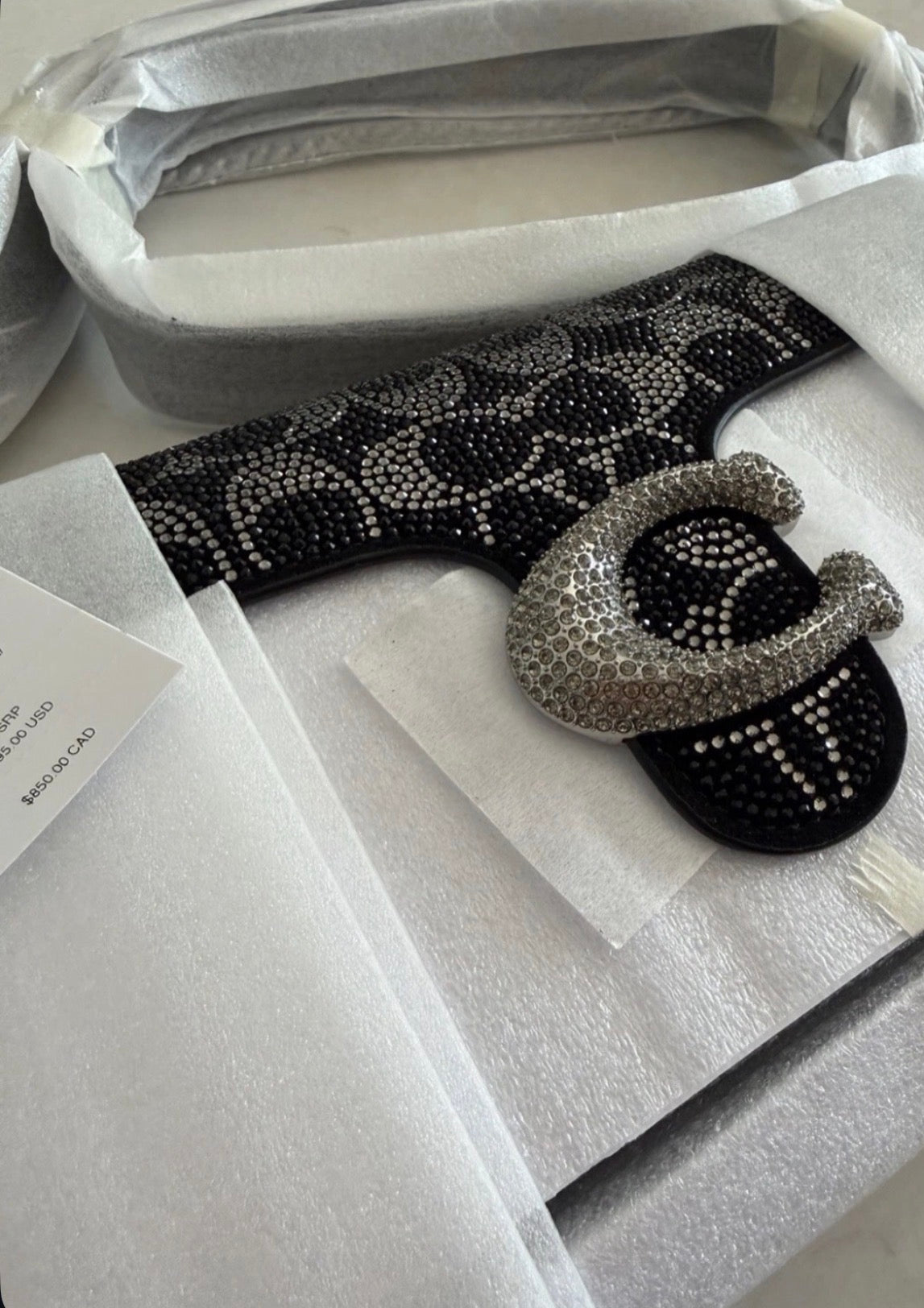 Black crystal tabby bag