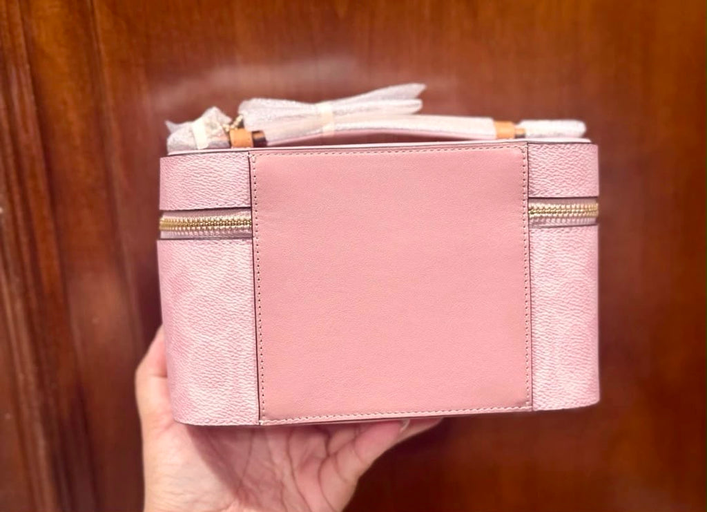 Coach Cosmetic Case In Signature Canvas With denim/powder pink/floral