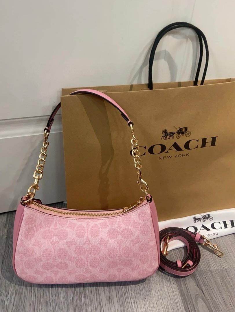 Coach Teri Mini Crossbody Bag In Signature Canvas In Pink