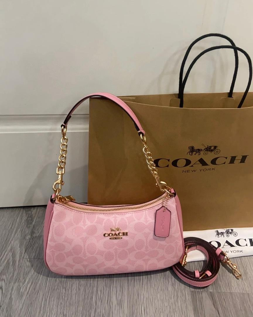 Coach Teri Mini Crossbody Bag In Signature Canvas In Pink