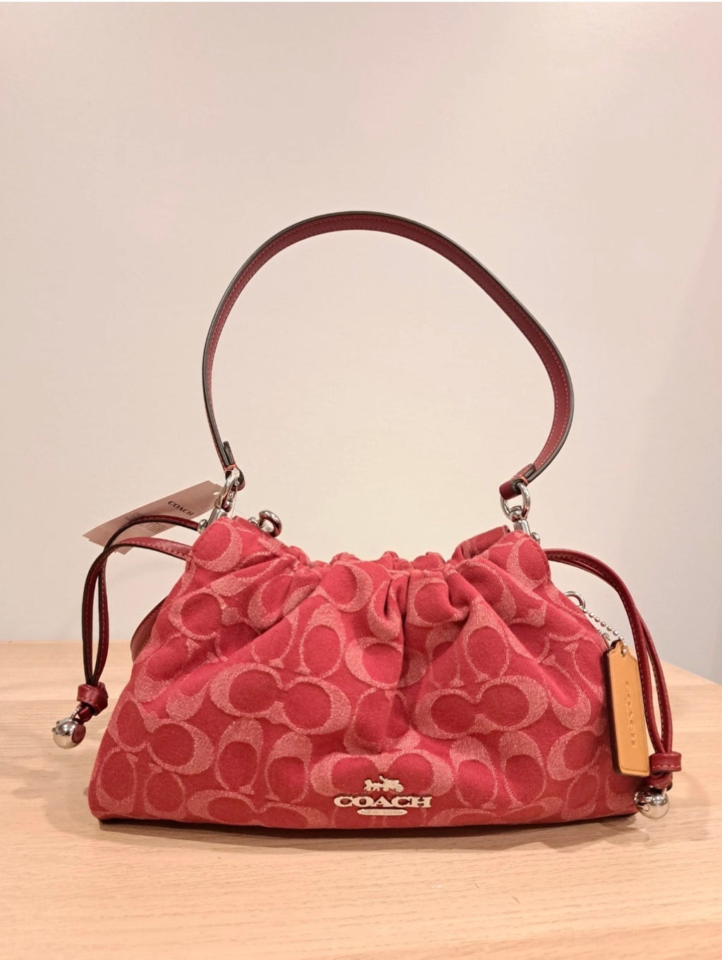 Coach Faye shoulder bag denim silver red