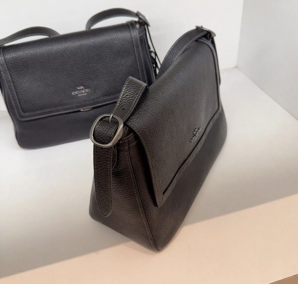 NWT Coach Etta flap bag Soft pebble leather CCE56 Black