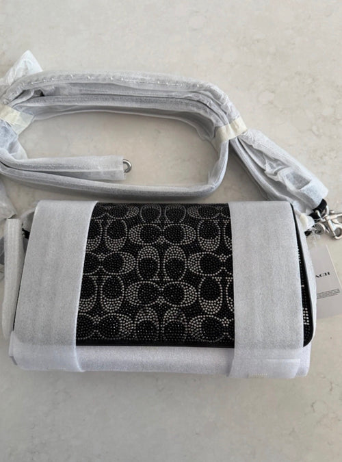 Black crystal tabby bag