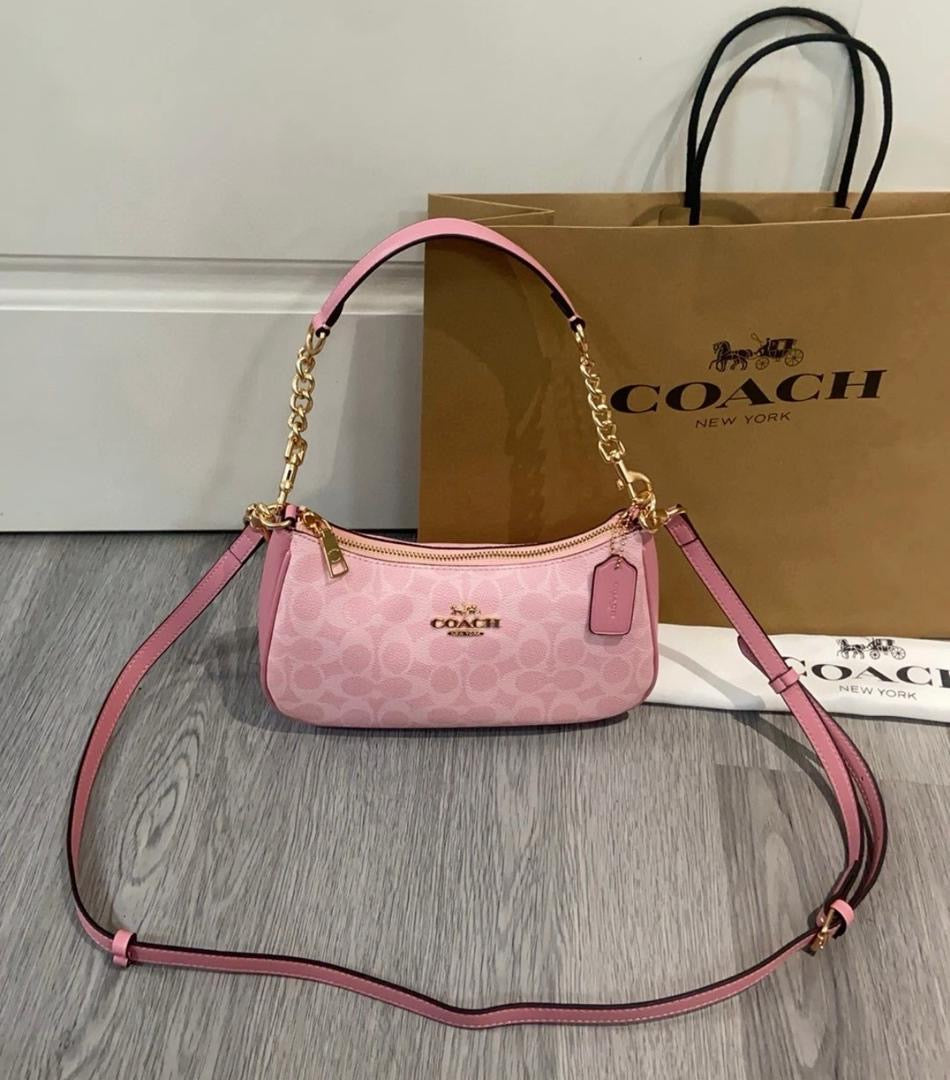 Coach Teri Mini Crossbody Bag In Signature Canvas In Pink