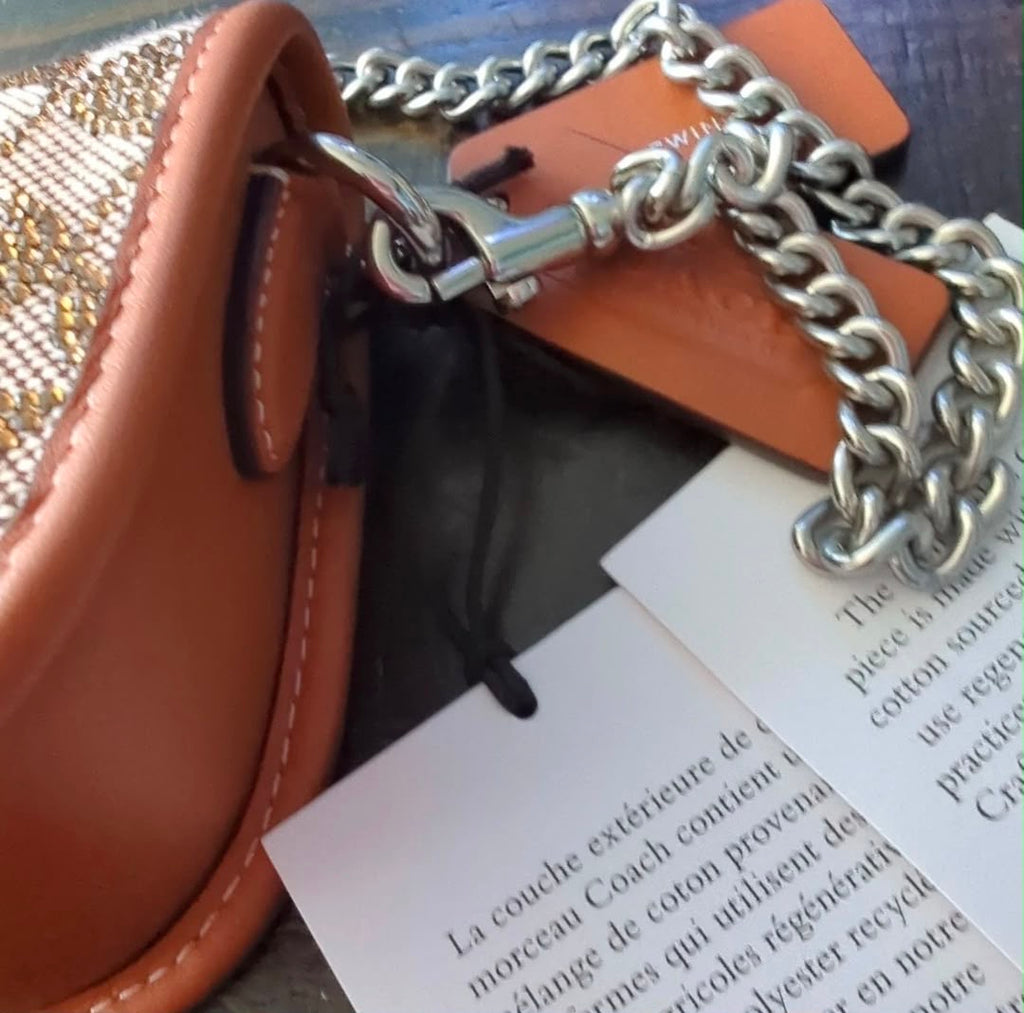 Coach Swinger 20 Bag Chain Crystal Signature Jacquard/Burnished Amber