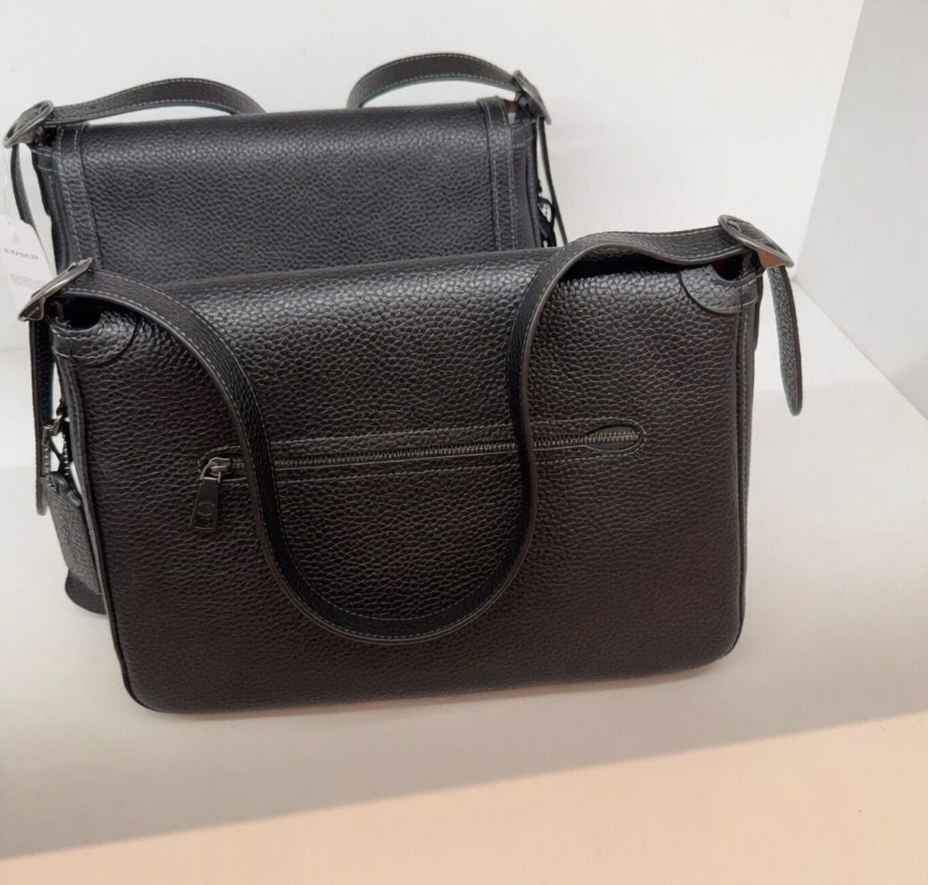 NWT Coach Etta flap bag Soft pebble leather CCE56 Black