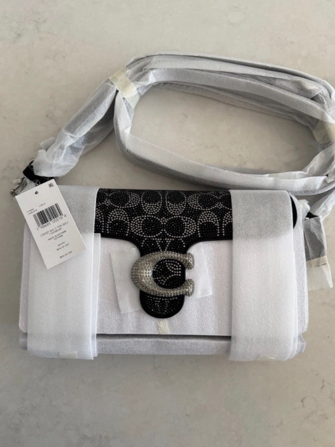 Black crystal tabby bag