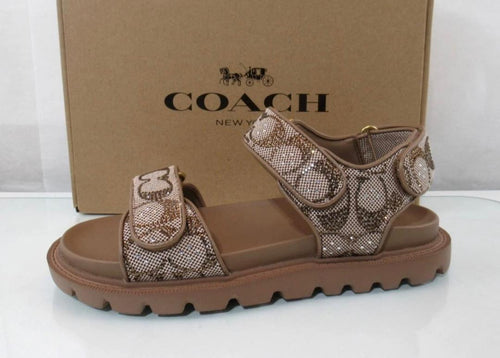 Coach Brynn sandals featuring a crystal signature