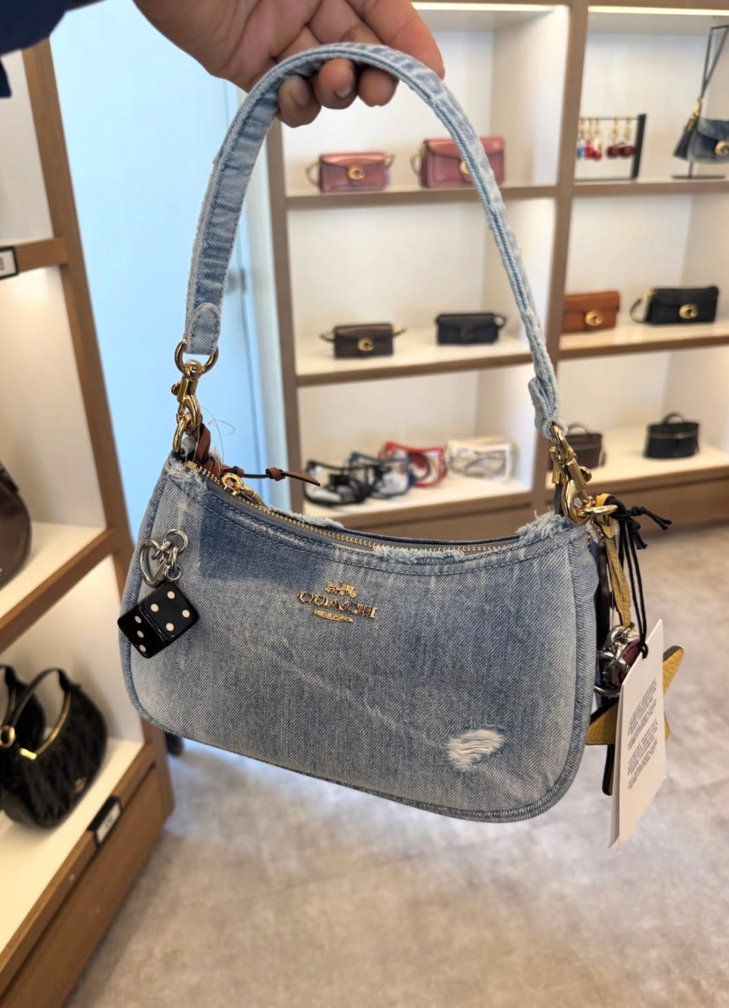 Teri Shoulder Bag In Loved Denim