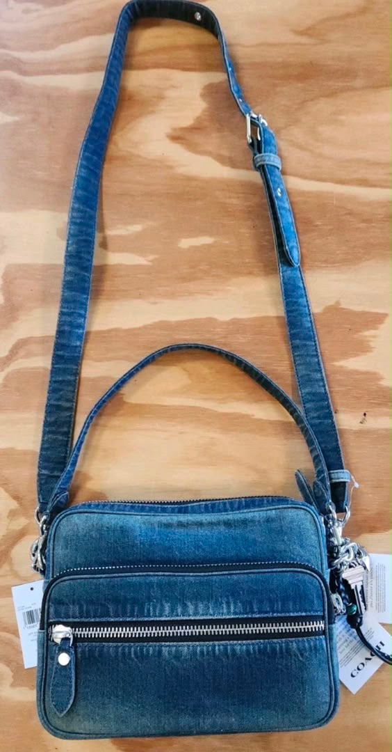 Dakota Crossbody Bag In Regenerative Cotton Denim With Charms