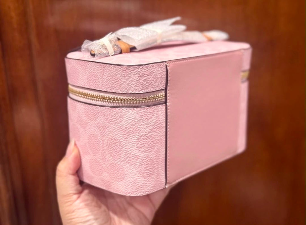 Coach Cosmetic Case In Signature Canvas With denim/powder pink/floral