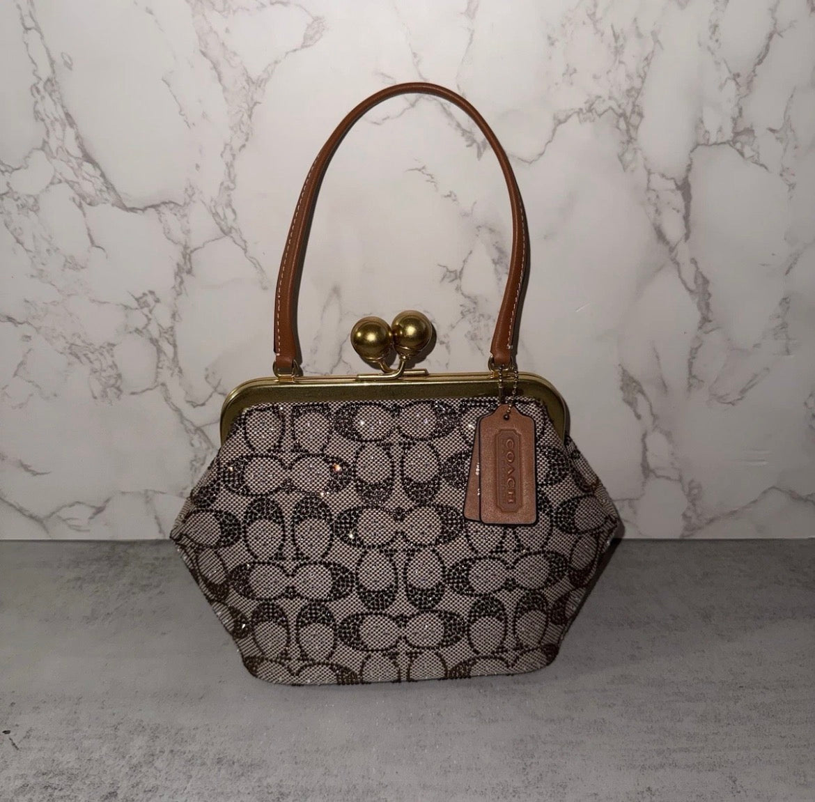 coach Kisslock 16 signature crystal jacquard bag.