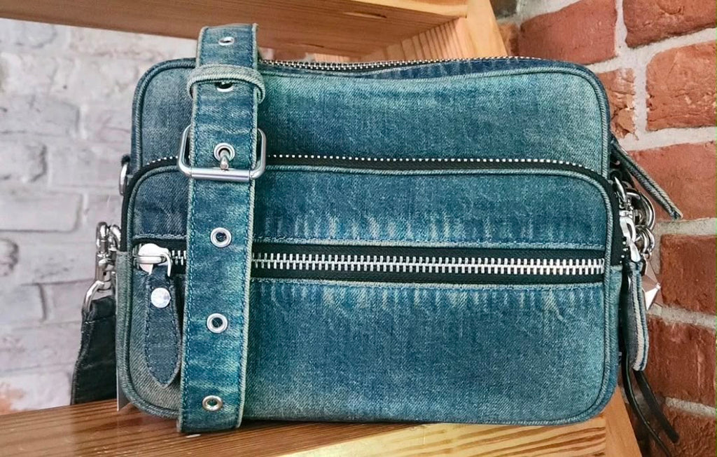 Dakota Crossbody Bag In Regenerative Cotton Denim With Charms