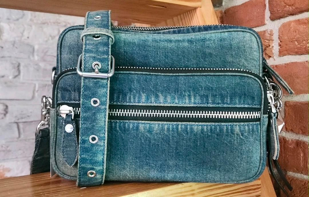 Dakota Crossbody Bag In Regenerative Cotton Denim With Charms