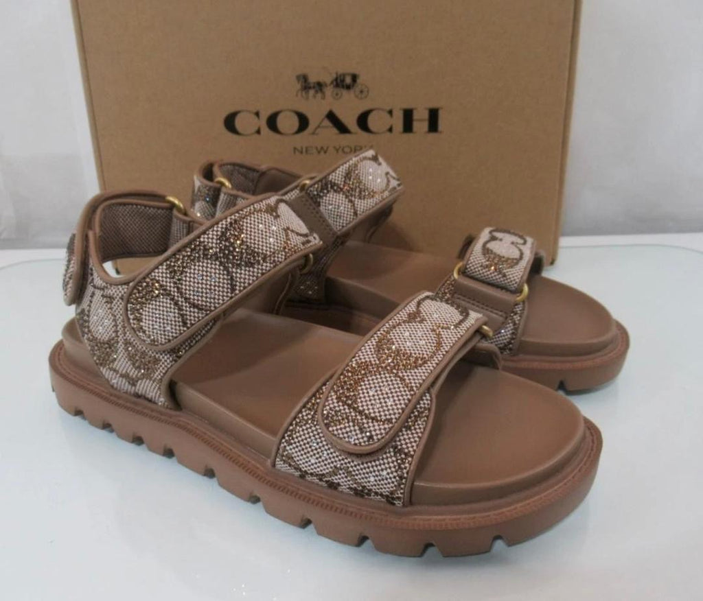 Coach Brynn sandals featuring a crystal signature