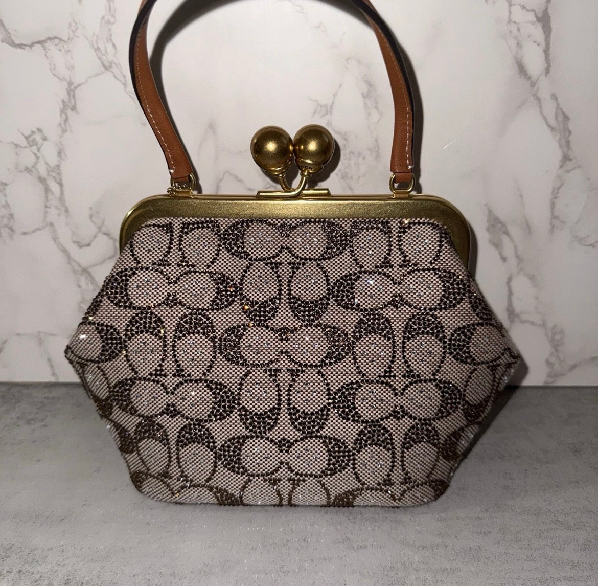 coach Kisslock 16 signature crystal jacquard bag.